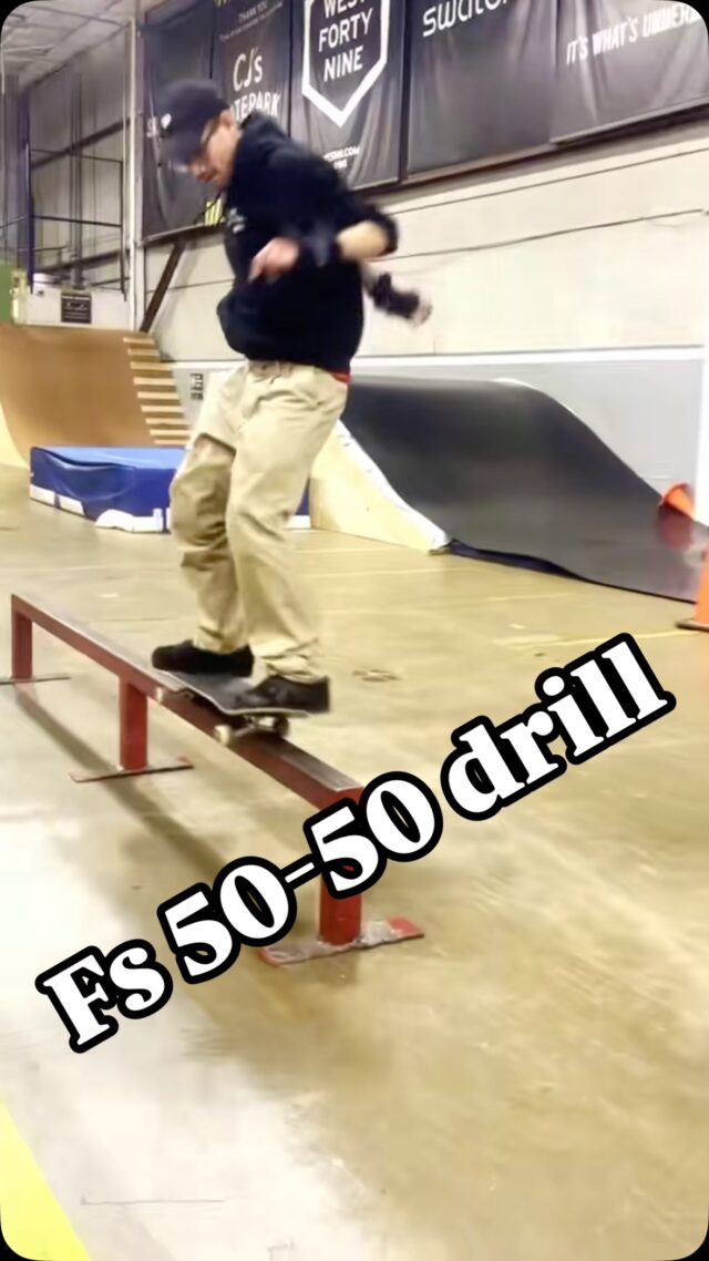 Our co-manager @kevdavidskate shows off a drill to help lock into fast 50-50s #skateboarding #howto